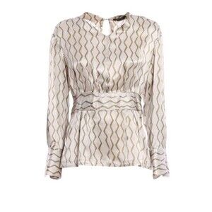 Isabel Marant Siasi 100% Silk Blouse in Beige Bohemian Chic Long Sleeve Size 42